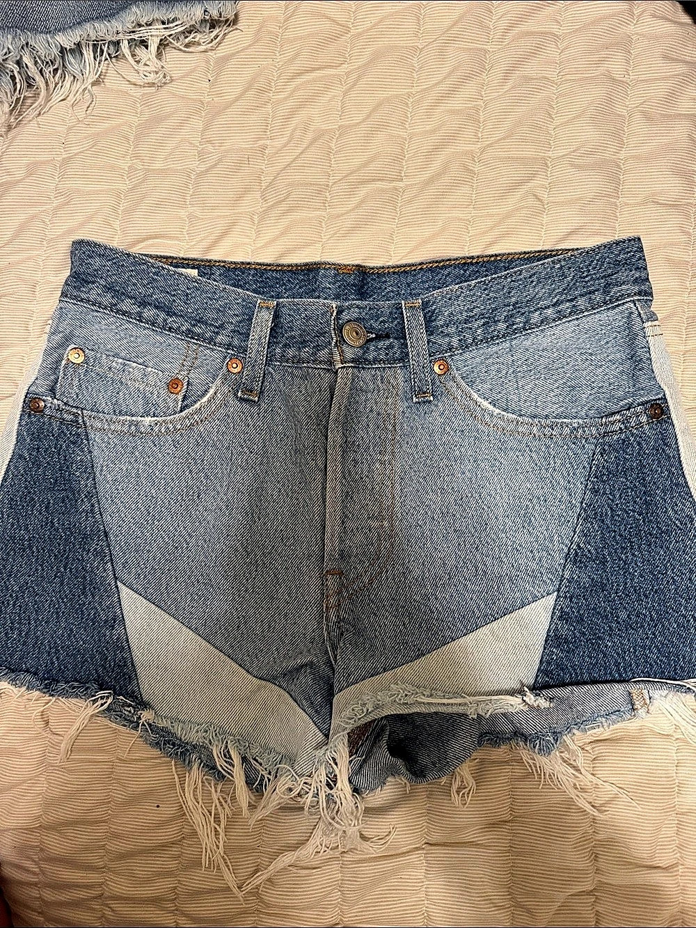 Levi's Premium 501 Colorblock Cut-Off Shorts Blue